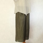 麻の大人なワイドパンツ（カーキ）〈受注生産〉