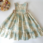 120 フリルピナフォア＊アッシュブルー toile de Jouy 