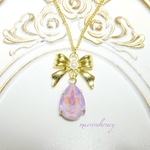 再販♡リボンドロップスワロフスキーネックレスla