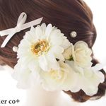 ガーベラとローズの髪飾り8本セット♡White