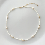 淡水パールビーズネックレス "white"