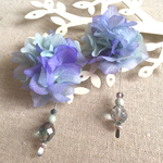 【樹脂】青紫陽花の雨のしずくピアス  ＊