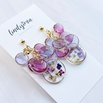 本物のお花を使った　アリッサムつぶつぶサークルピアス イヤリング  パープル　すみれ