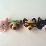 こぶたぬきつねこブローチ