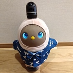 ラボット服 / 前開き襟付きシャツ・シマエナガ柄、紺色