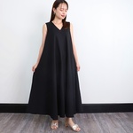 バックデザインタック ワンピース　ブラック 0367BK