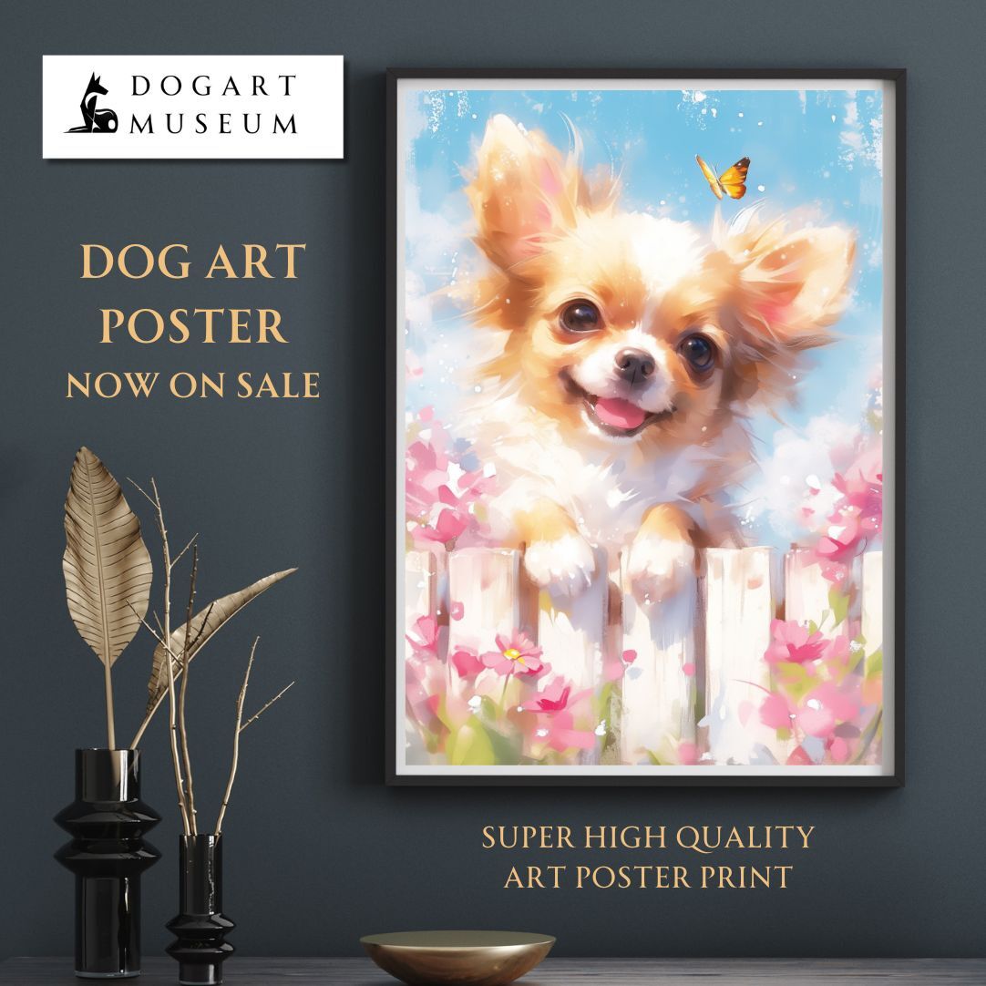 テクスチャーアート アクリル画 桜 マルチーズ 犬の絵 原画