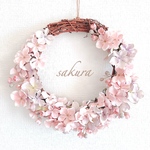 【春色リース】儚げ　くすみピンク　桜　リース　Lサイズ　ナチュラル　大人可愛い　アーティフィシャルフラワー　春　大人ピンク
