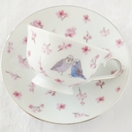 〖 仲良しインコの桜カップ＆ソーサー 〗