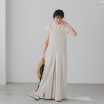 【旅行⇔フォーマル◎】03_サロペットdress「ベージュ」｜【前開きのデザイン】【オールシーズンOK】【着丈が選べる】