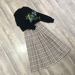 残1点＊ベージュチェック の 大人っぽ かわいい ギャザースカート