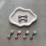 《2つセット》 ギンガムチェックとくすみカラーのくるみボタン ゴムの付け替えができるヘアゴム