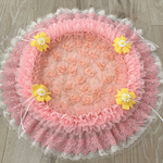 小さなつるバラカフェマット🌸円形 犬用（直径52㎝）