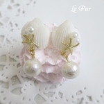 <再販>　ラ・メモワール　ホワイトシェル＊コットンパールピアス