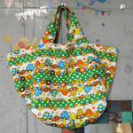 sale☆きのこ☆スクエアトートバッグ☆グリーン☆Lサイズ☆
