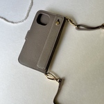 本革　手帳型スマホショルダー　レザー　ショルダー　カード収納　ハンド付き　名入れIPHONEケース　