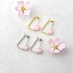 痛くないイヤリング 桜色キャッツアイ サージカルステンレス 2ways イヤーカフ お呼ばれ 誕生日プレゼント 冬桜