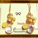 【再販】【天然石Series】Flower×Natural Stone（クリームイエロー）ピアスイヤリング