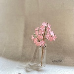 小さな編み染め桜　薄ピンク