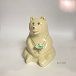 【しろくま貯金箱用】ガラスの小瓶入り紫陽花みたいなお花　（グリーン系）mixed 