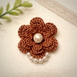 『送料無料』 flower crochetのminiコサージュ　terracotta