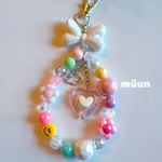 ⋈*｡ﾟ💜BIGリボンチャーム　ストラップ　iPhoneケース iPhoneストラップ　ビーズアクセサリー　ストラップ　パールアクセサリー　レジン　パールアクセサリー