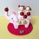 真っ赤なりんごいっぱいの 幸せぞうさん　(ピンク） 
