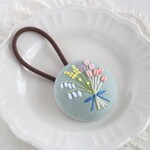 5・6月限定　花束刺繍ミントグリーン　ヘアゴム