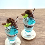 ミントゼリーのチョコパフェ 1/6サイズミニチュアパフェ