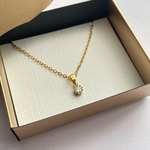 【お試し価格】つけっぱなしできるシンプルな一粒CZダイヤ18Kネックレス【ギフトボックス付き】