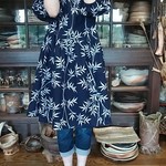 笹柄綿絽チュニックワンピース