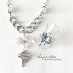 🩶 Silver color collection ✵ うるうる滴るクリアハートの首飾り おまけの指輪付💍   ネックレス  ペンダント