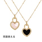★CICI★ 2way サージカルステンレス316L  両面使えるハートトップ　カジュアル　ネックレス　K18　つけっぱなし 