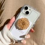【お花のスマホグリップ】　🤎　お花のスマホグリップ　ブラウン　グリップトック