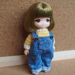 ミキちゃんマキちゃんサイズ＊オーバーオールとセーターのセット(黄色)