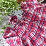 natural*(L)赤チェック半袖チュニック