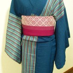 阿波しじら着物（紺と縞）