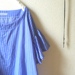 爽やかストライプblueのお袖フリルチュニ