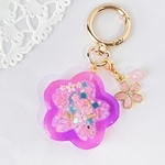 さくらのシェイカーキーホルダー　桜　ピンク×パープル　シャカシャカキーホルダー　レジン　チャーム　春　花　フラワー