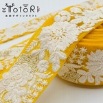  【50cm / 4cm台】I-082ye4.5  インド刺繍リボン インド刺繍 刺繍リボン リボンテープ レースリボン チュールリボン チロリアンテープ リボン りぼん リボン 生地 