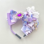  【ビオラ 💜Letitciaカチューシャ】春用リボン  撮影用 お祝い ペット用 プレゼント