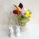 チューリップ　菜の花　うさぎ　バケツ　春のインテリア　つまみ細工　４月　５月　ちりめん細工　可愛い　かわいい　和小物
