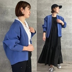 春秋冬OK♡優秀シルエット 軽くて洒落見え ゆったりドルマン袖カーディガン 青【フリー】KMC-737 749027