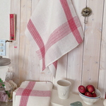 ＊手織り＊網代織レッドリネンクロス