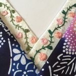 正絹   花刺繍半襟☆帯留め