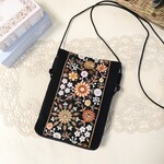 インド刺繍リボン ✕ 帆布　サコッシュ　ブラック　b