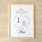 Half Birthday Poster[フレーム付]〜リボン•ハートモチーフ〜