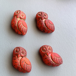 【2コセット】JIRI＊IVANA#czech beads#チェコビーズ　owl17✖️15㍉ red /copper matte
