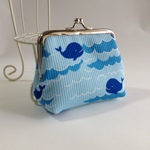 くじら(水色)がまぐち財布