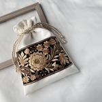 【現時点で2点のみ】インド刺繍リボン　巾着ポーチ